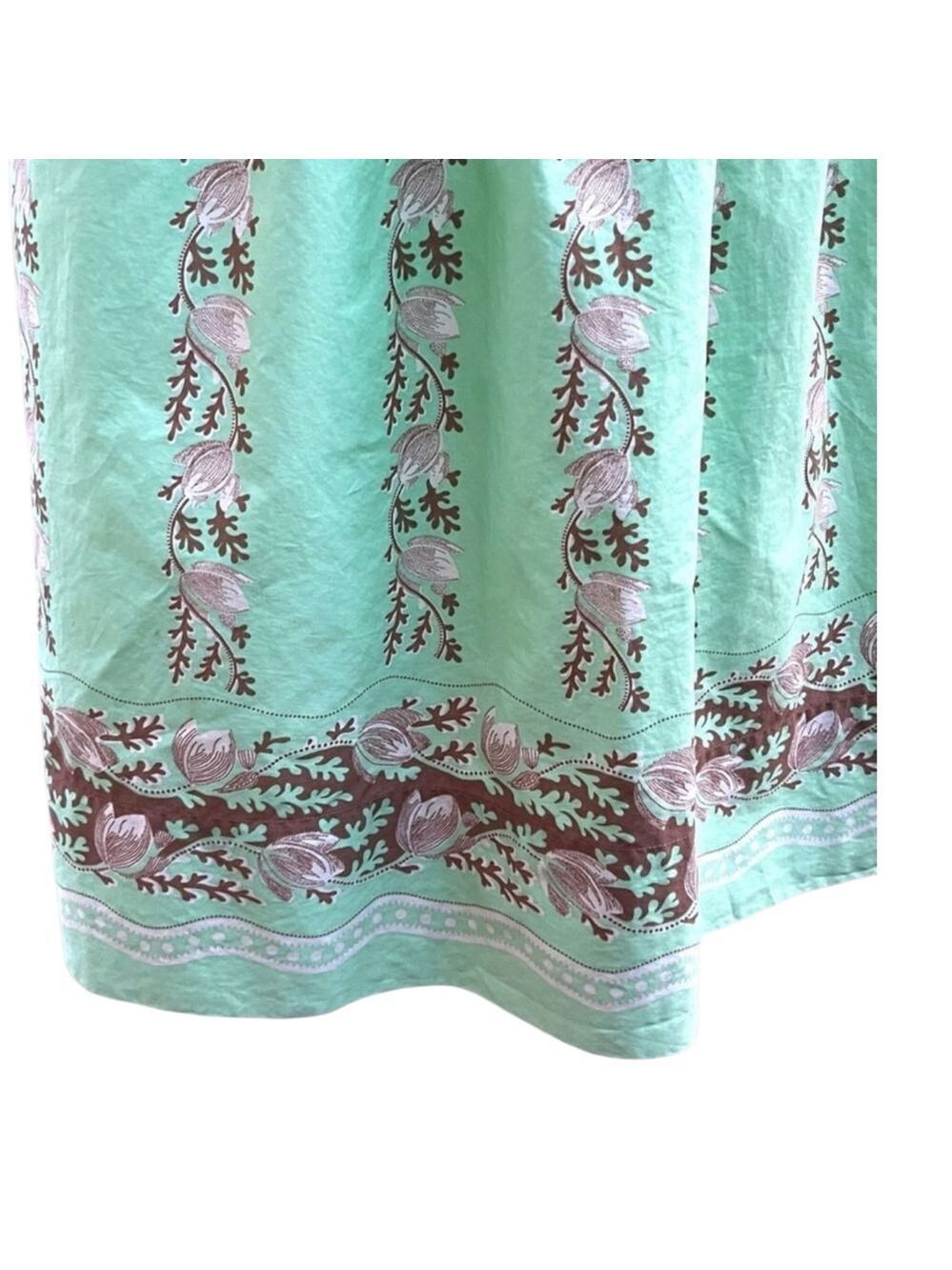 J.Crew Size 12 Mint Green Floral A-Line Cotton Skirt Boho Preppy Cottagecore - Picture 6 of 7
